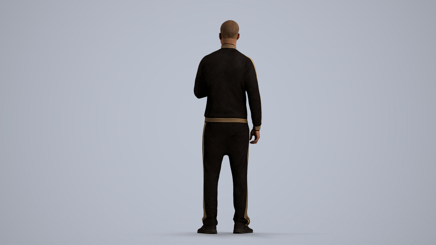 3D scanned man standing sport, photorealistic archviz people for Enscape and SketchUp, front view render
