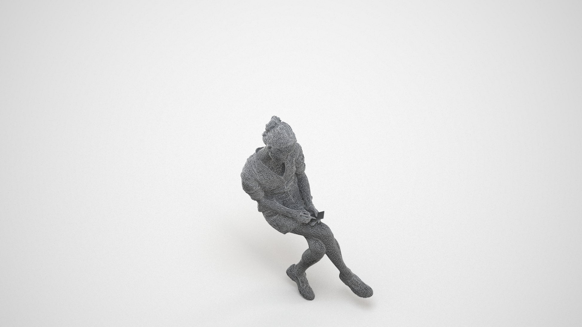 photogrammetry 3D woman business, realistic human model archviz FBX, wireframe three-quarter view