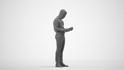 3D human model boy business kids, photogrammetry scanned person for archviz, wireframe side view