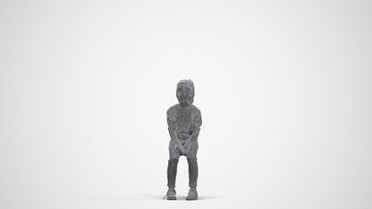 3D human model girl casual kids, photogrammetry scanned person for archviz, three-quarter front view render