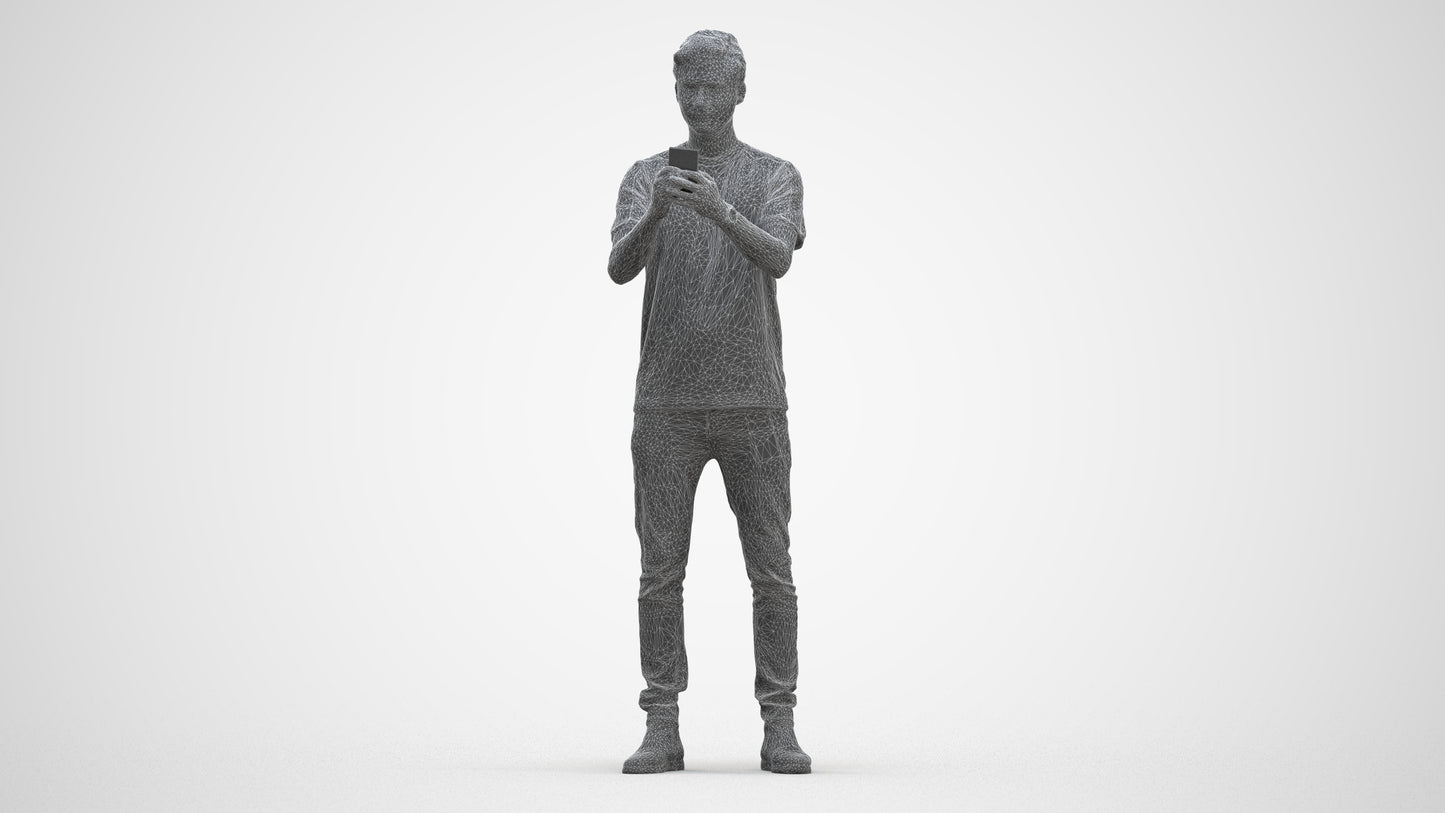 scanned 3D man casual standing, photogrammetry people for Enscape and V-Ray, three-quarter front view render