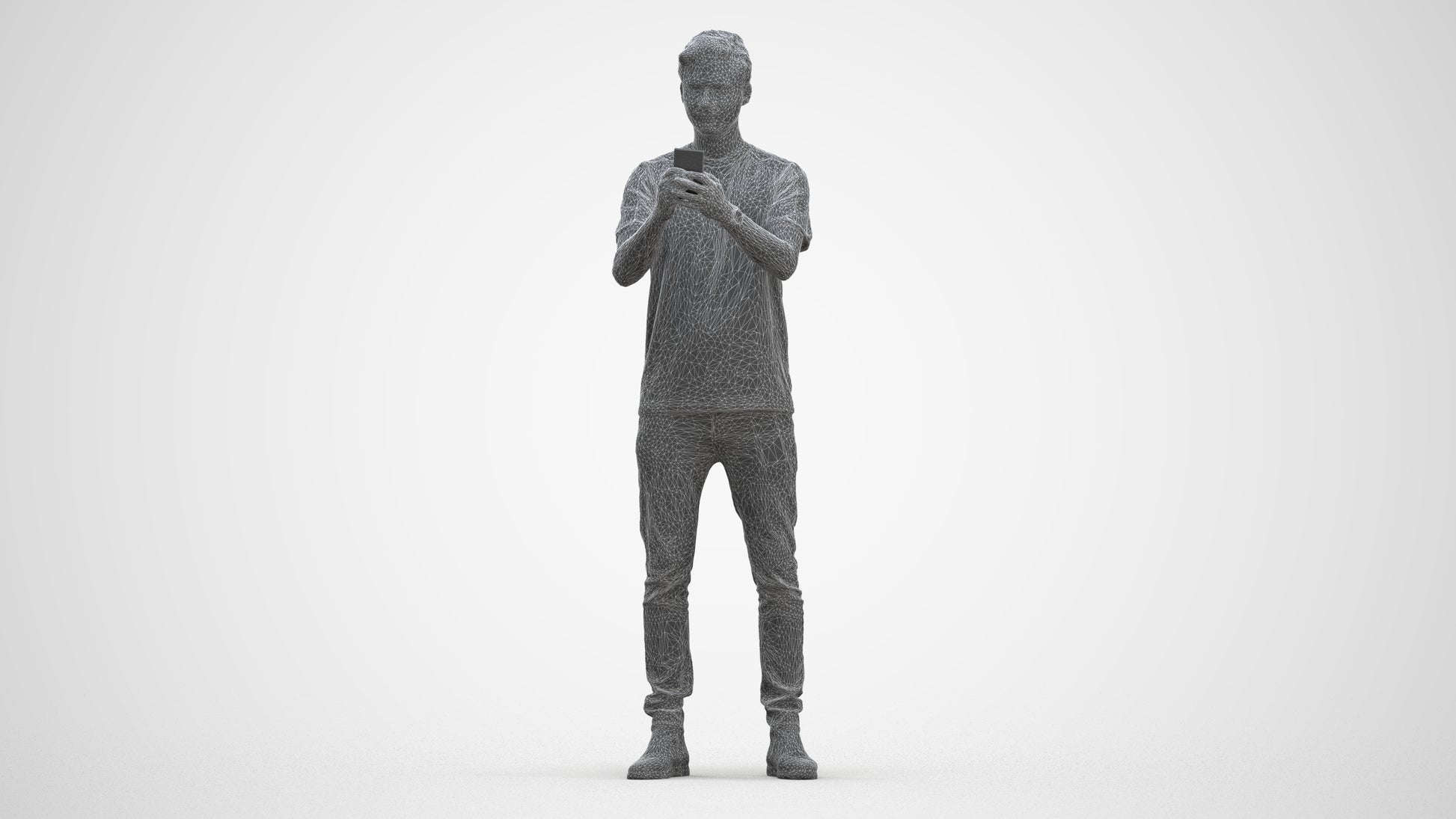 scanned 3D man casual standing, photogrammetry people for Enscape and V-Ray, three-quarter front view render