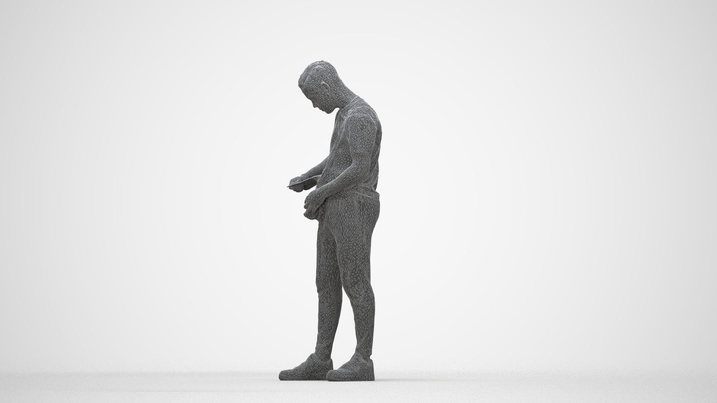realistic 3D human boy casual kids, archviz people FBX OBJ for Blender, wireframe back view