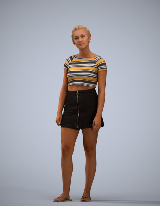 3D people model woman casual standing, scanned human for 3ds Max rendering