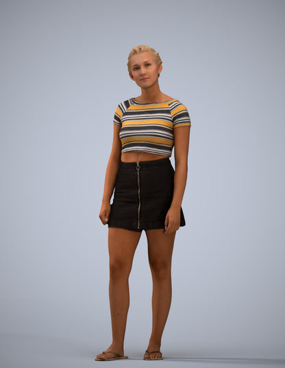 3D people model woman casual standing, scanned human for 3ds Max rendering