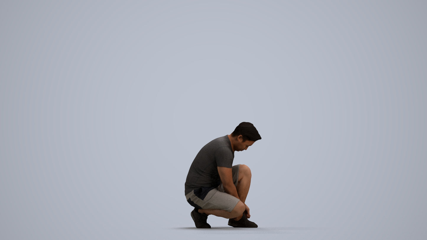 scanned 3D man sport standing, photogrammetry people for Enscape and V-Ray, front view render