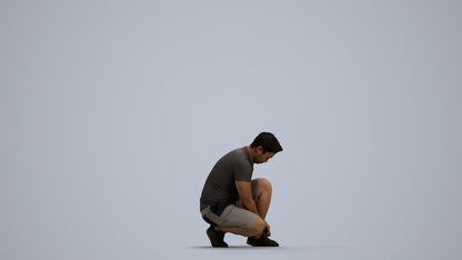 scanned 3D man sport standing, photogrammetry people for Enscape and V-Ray, front view render