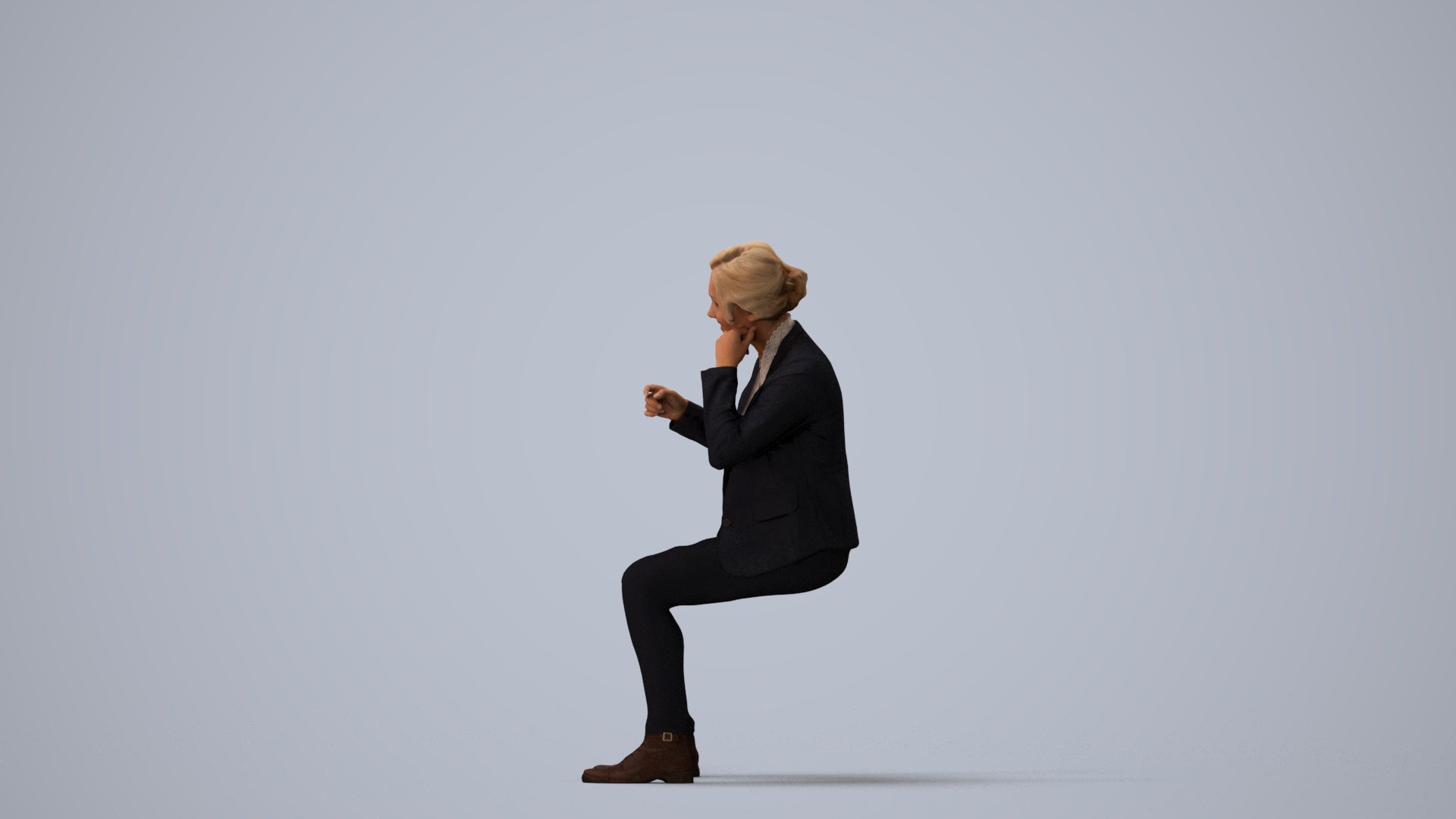 3D scanned woman business, photorealistic archviz people for Enscape and SketchUp, three-quarter view render