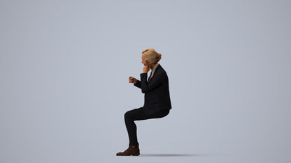 3D scanned woman business, photorealistic archviz people for Enscape and SketchUp, three-quarter view render