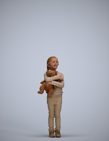 realistic 3D human girl casual standing, archviz people FBX OBJ for Blender
