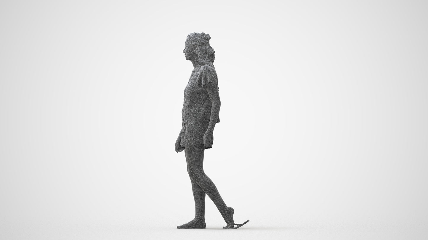 3D people model woman casual walking, scanned human for 3ds Max rendering, square thumbnail
