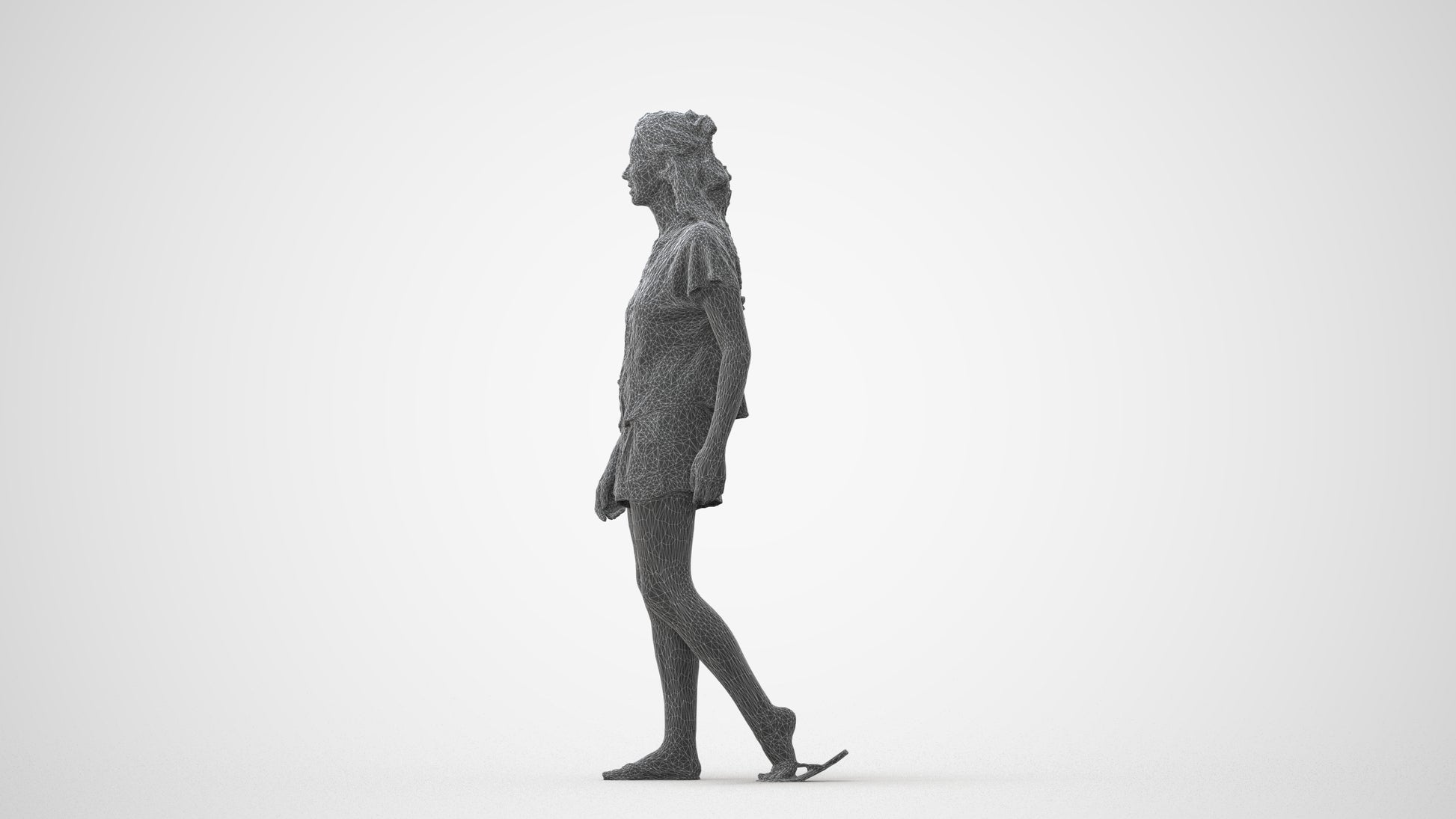 3D people model woman casual walking, scanned human for 3ds Max rendering, square thumbnail