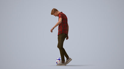 3D human model man sport standing, photogrammetry scanned person for archviz, three-quarter view render