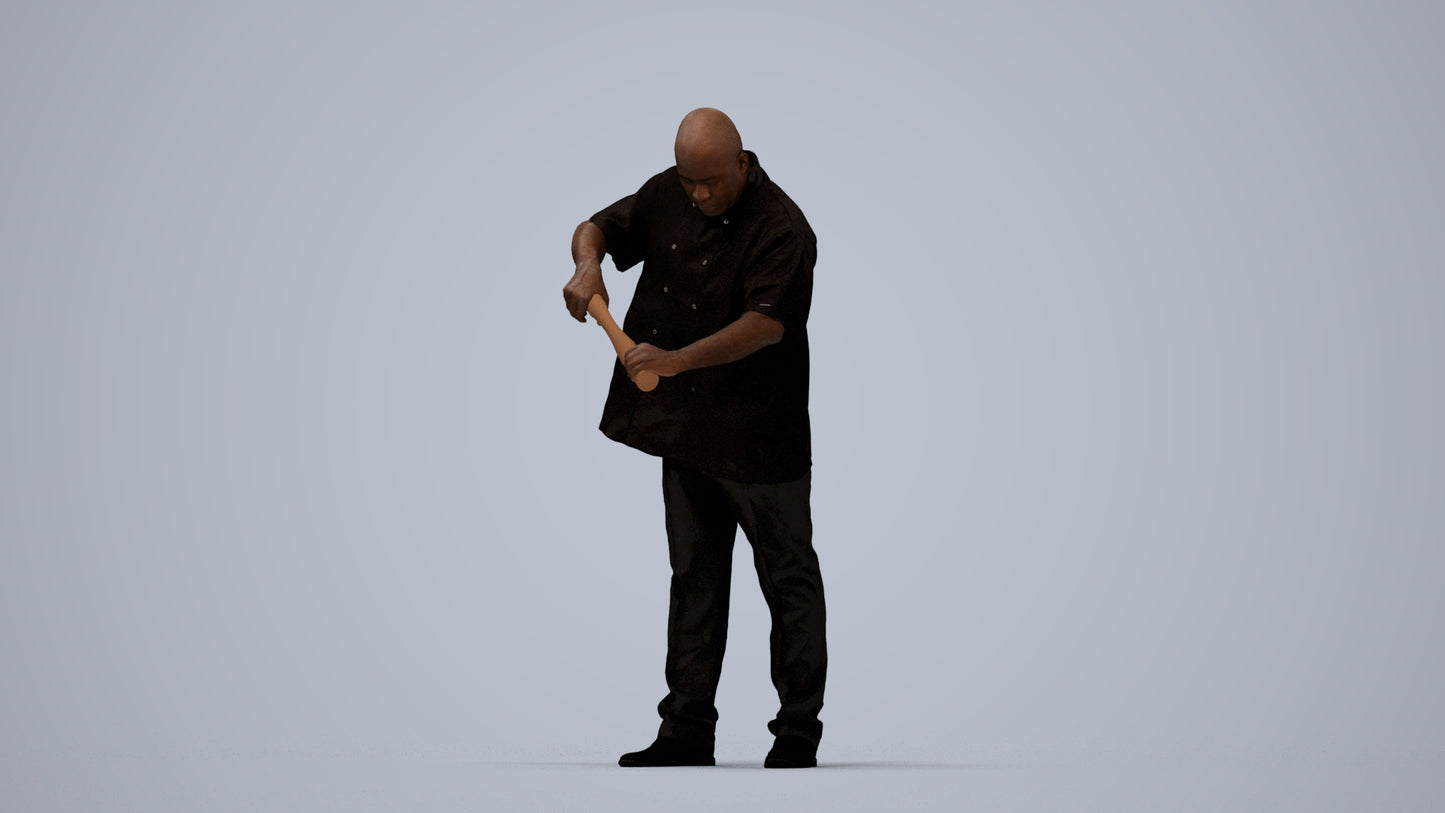 photogrammetry 3D man hospitality, realistic human model archviz FBX, top-down view render