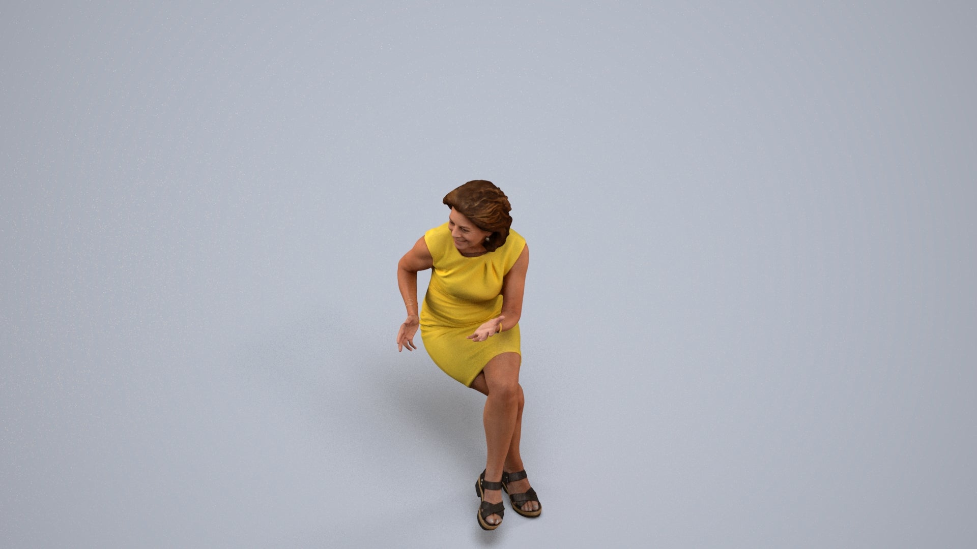 3D scanned woman sitting business, photorealistic archviz people for Enscape and SketchUp, back view render