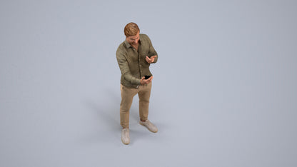 photogrammetry 3D man casual standing, realistic human model archviz FBX, back view render