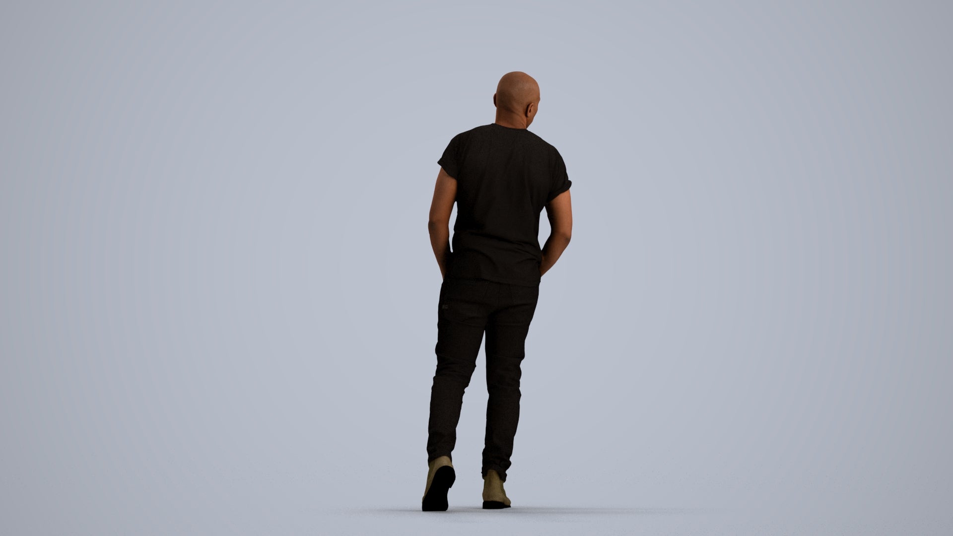 3D scanned man walking casual, photorealistic archviz people for Enscape and SketchUp, front view render