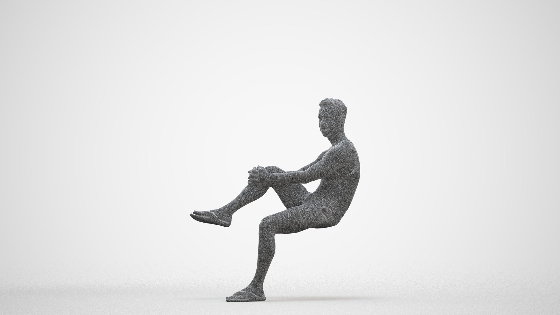 realistic 3D people man casual sitting, render-ready for V-Ray and Corona, FBX OBJ, three-quarter front view render