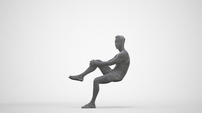realistic 3D people man casual sitting, render-ready for V-Ray and Corona, FBX OBJ, three-quarter front view render