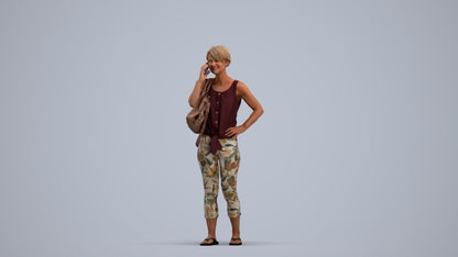 3D scanned senior woman standing, photorealistic archviz people for Enscape and SketchUp, standing pose render