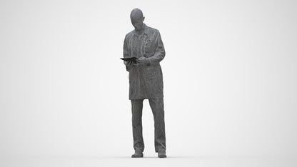 3D scanned man medical, photorealistic archviz people for Enscape and SketchUp, wireframe back view