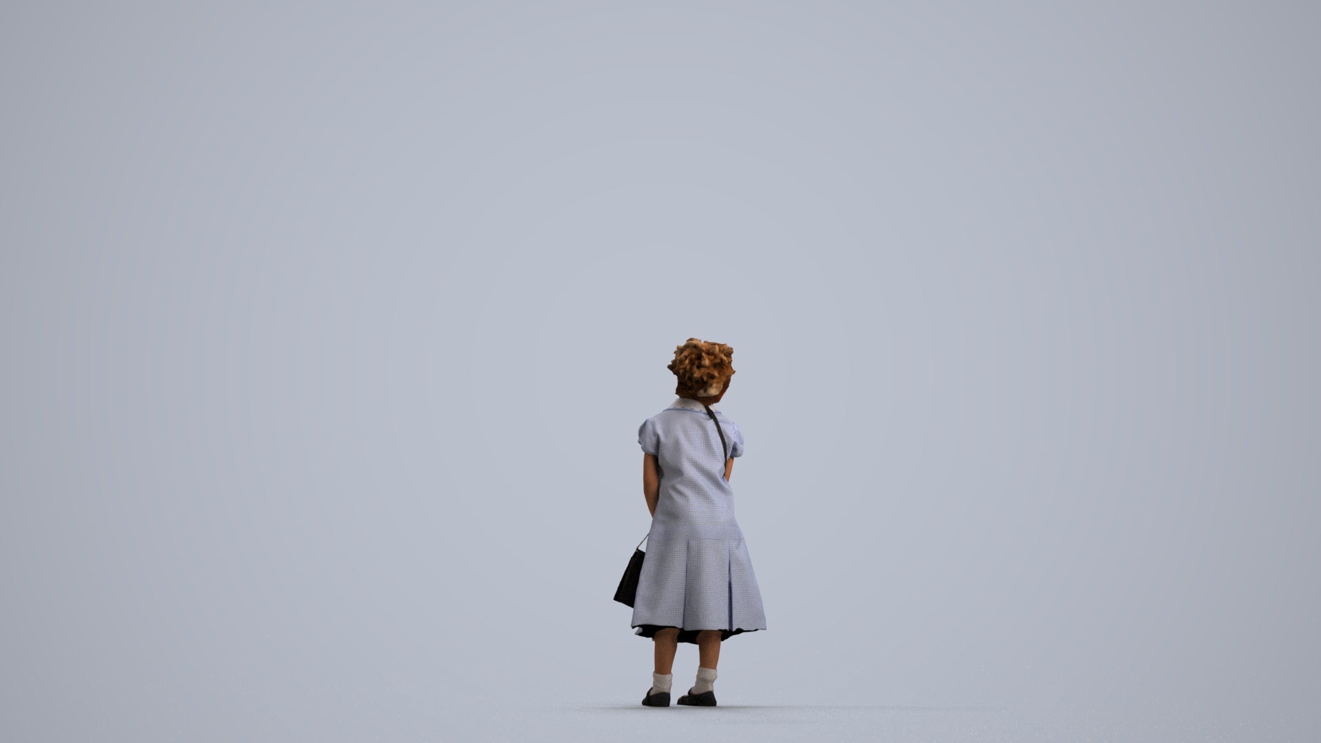 realistic 3D girl casual kids, scanned archviz people for Blender and 3ds Max, front view render