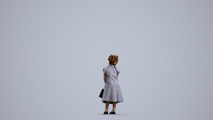 realistic 3D girl casual kids, scanned archviz people for Blender and 3ds Max, front view render
