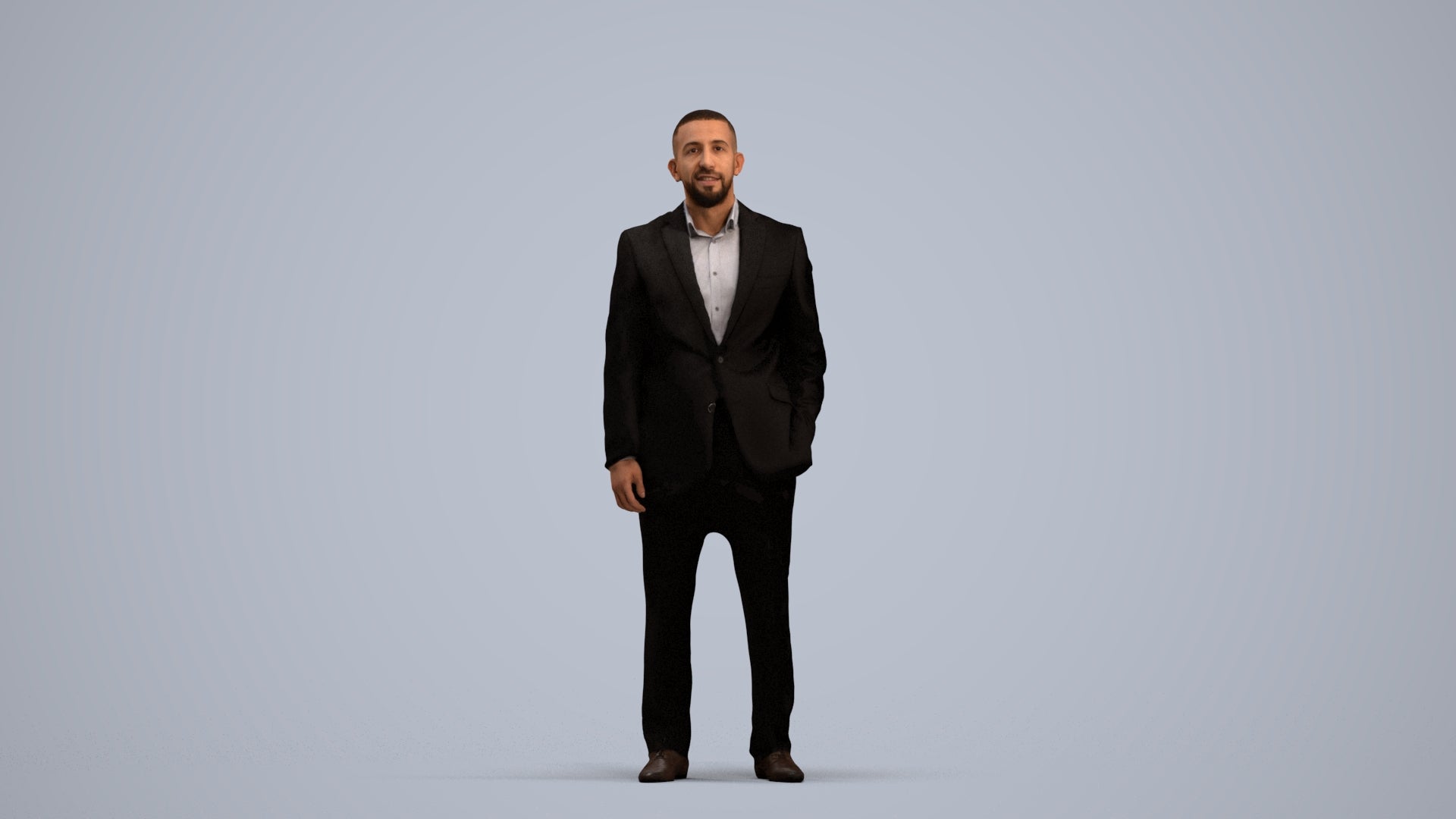 realistic 3D man business, scanned archviz people for Blender and 3ds Max, standing pose render