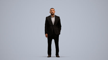 realistic 3D man business, scanned archviz people for Blender and 3ds Max, standing pose render