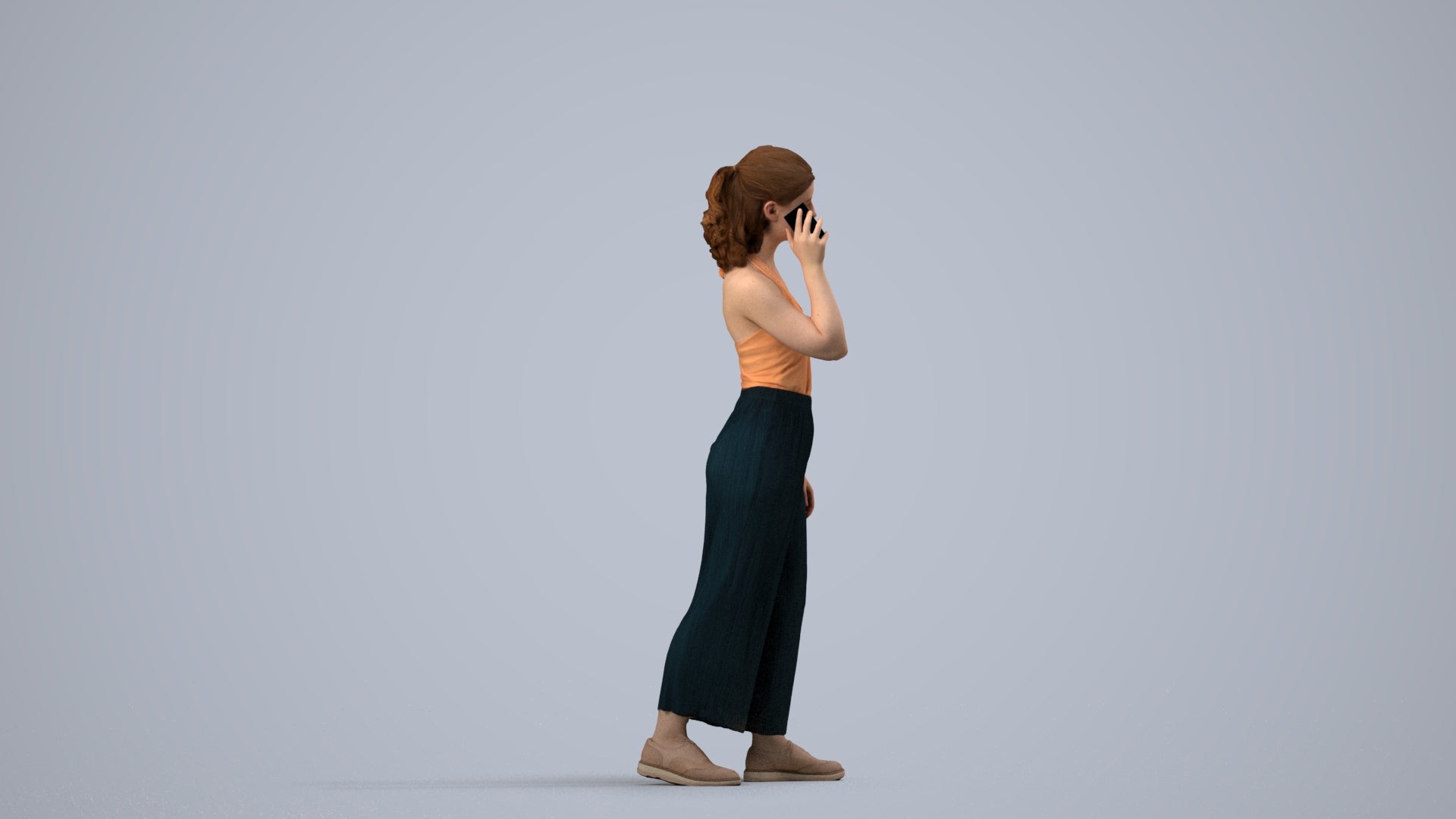 scanned 3D girl casual kids, photogrammetry people for Enscape and V-Ray, side view render