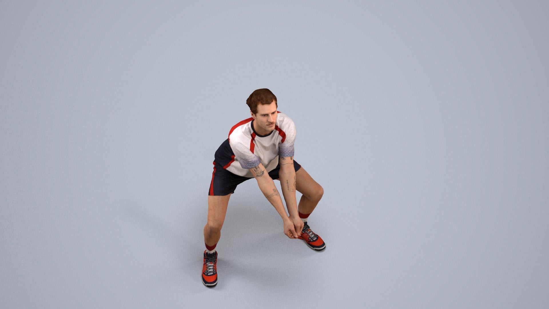 3D people model man sport, scanned human for 3ds Max rendering, back view render