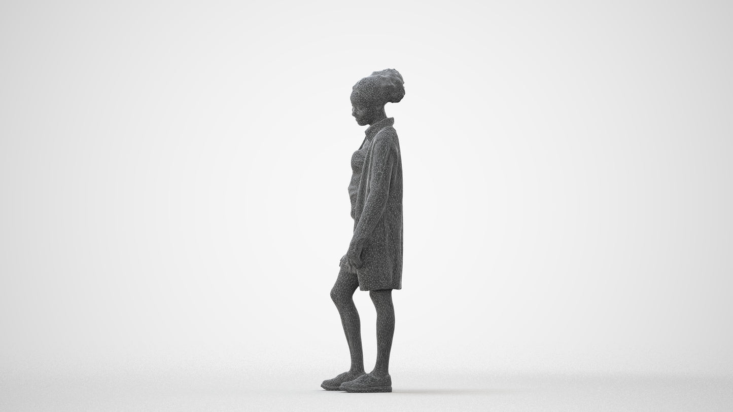 realistic 3D people woman casual standing, render-ready for V-Ray and Corona, FBX OBJ, square thumbnail