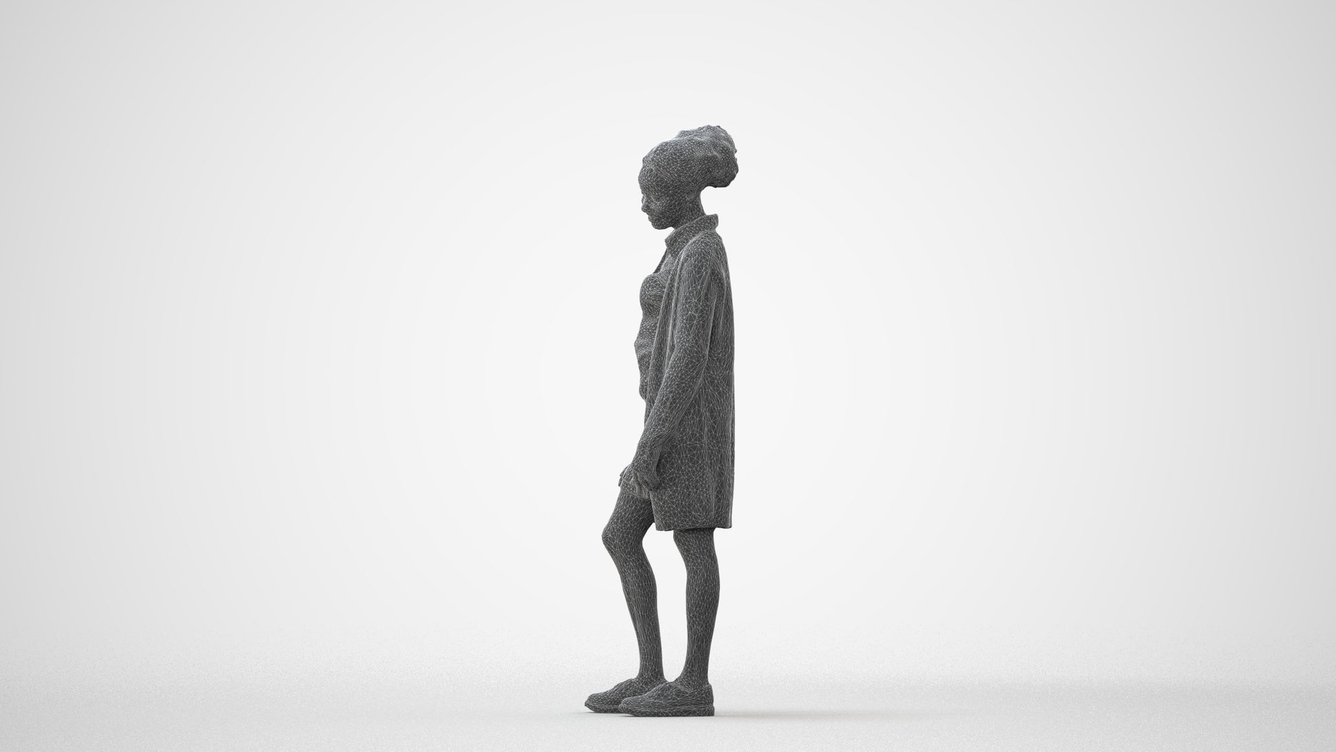 realistic 3D people woman casual standing, render-ready for V-Ray and Corona, FBX OBJ, square thumbnail