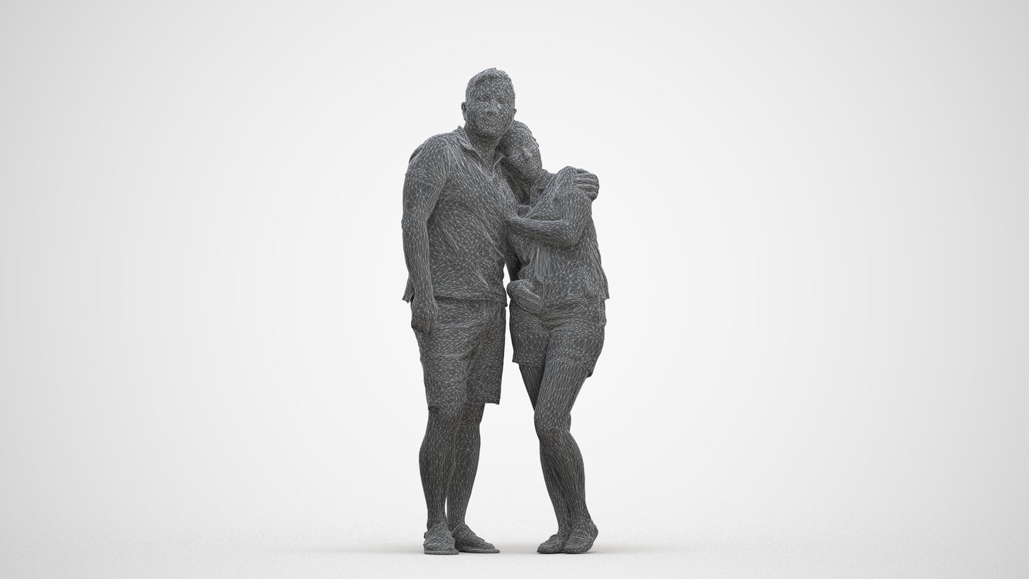 realistic 3D woman casual couple, scanned archviz people for Blender and 3ds Max, three-quarter front view render