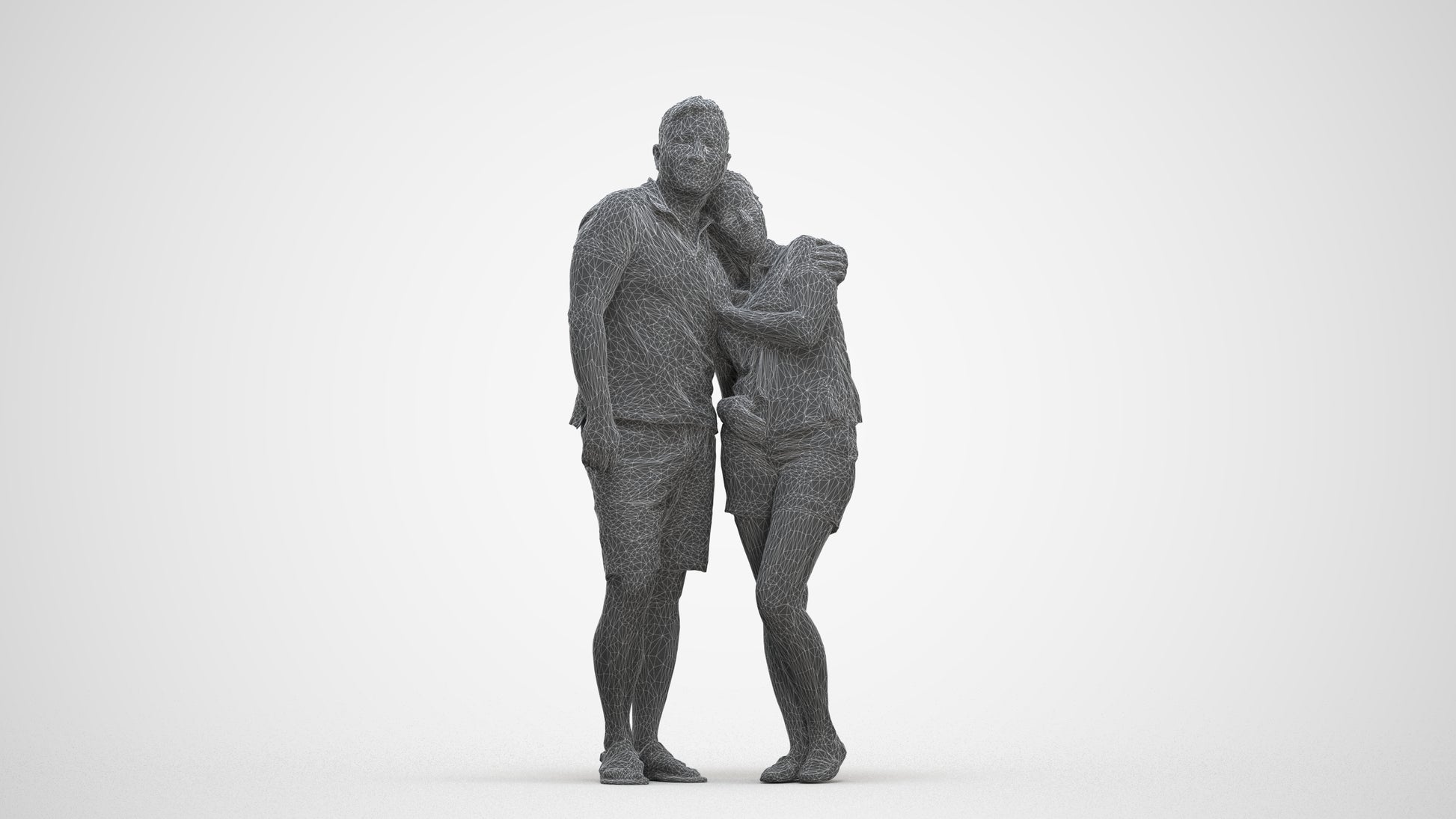 realistic 3D woman casual couple, scanned archviz people for Blender and 3ds Max, three-quarter front view render