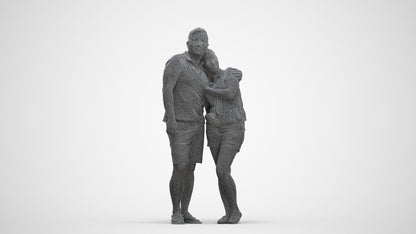 realistic 3D woman casual couple, scanned archviz people for Blender and 3ds Max, three-quarter front view render
