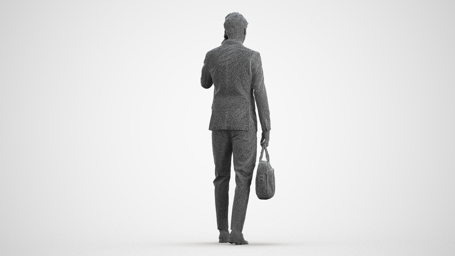 photogrammetry 3D man business, realistic human model archviz FBX, wireframe front view