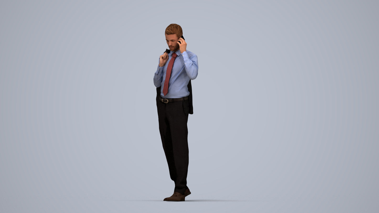 realistic 3D man business, scanned archviz people for Blender and 3ds Max, top-down view render