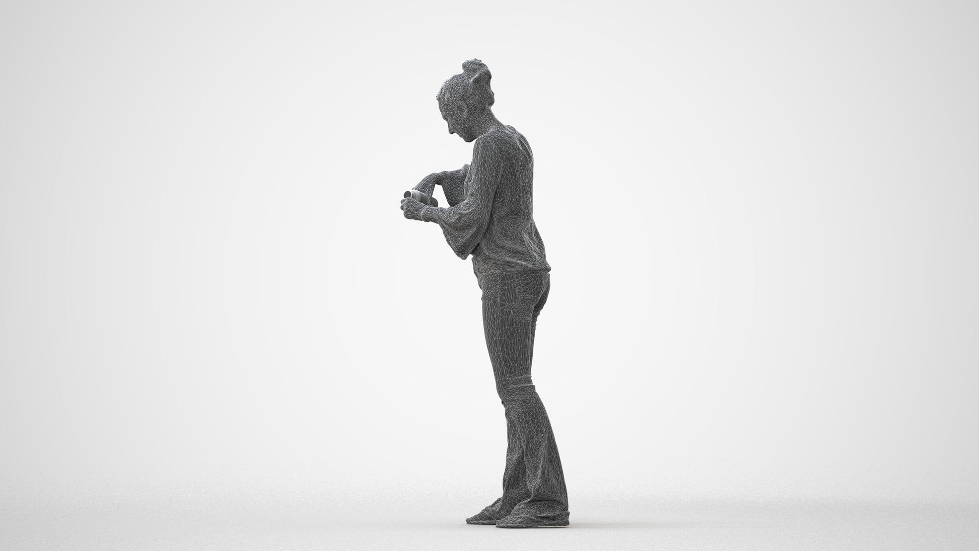 3D scanned woman standing casual, photorealistic archviz people for Enscape and SketchUp, square thumbnail