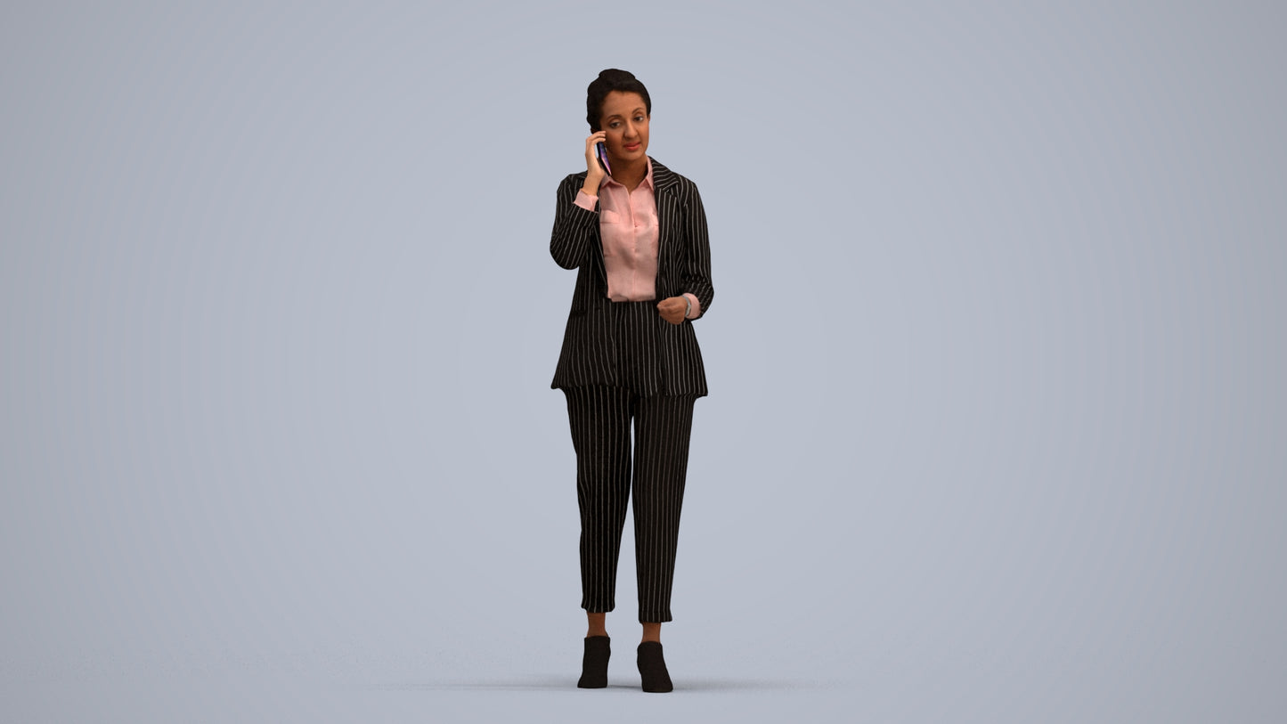 3D human model woman business, photogrammetry scanned person for archviz, standing pose render