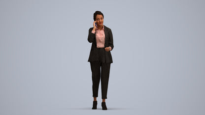 3D human model woman business, photogrammetry scanned person for archviz, standing pose render
