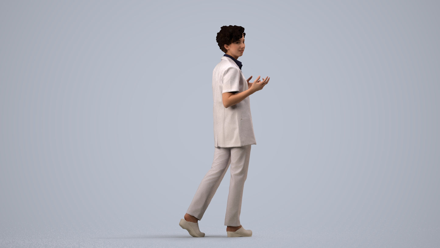 photogrammetry 3D woman medical, realistic human model archviz FBX, side view render