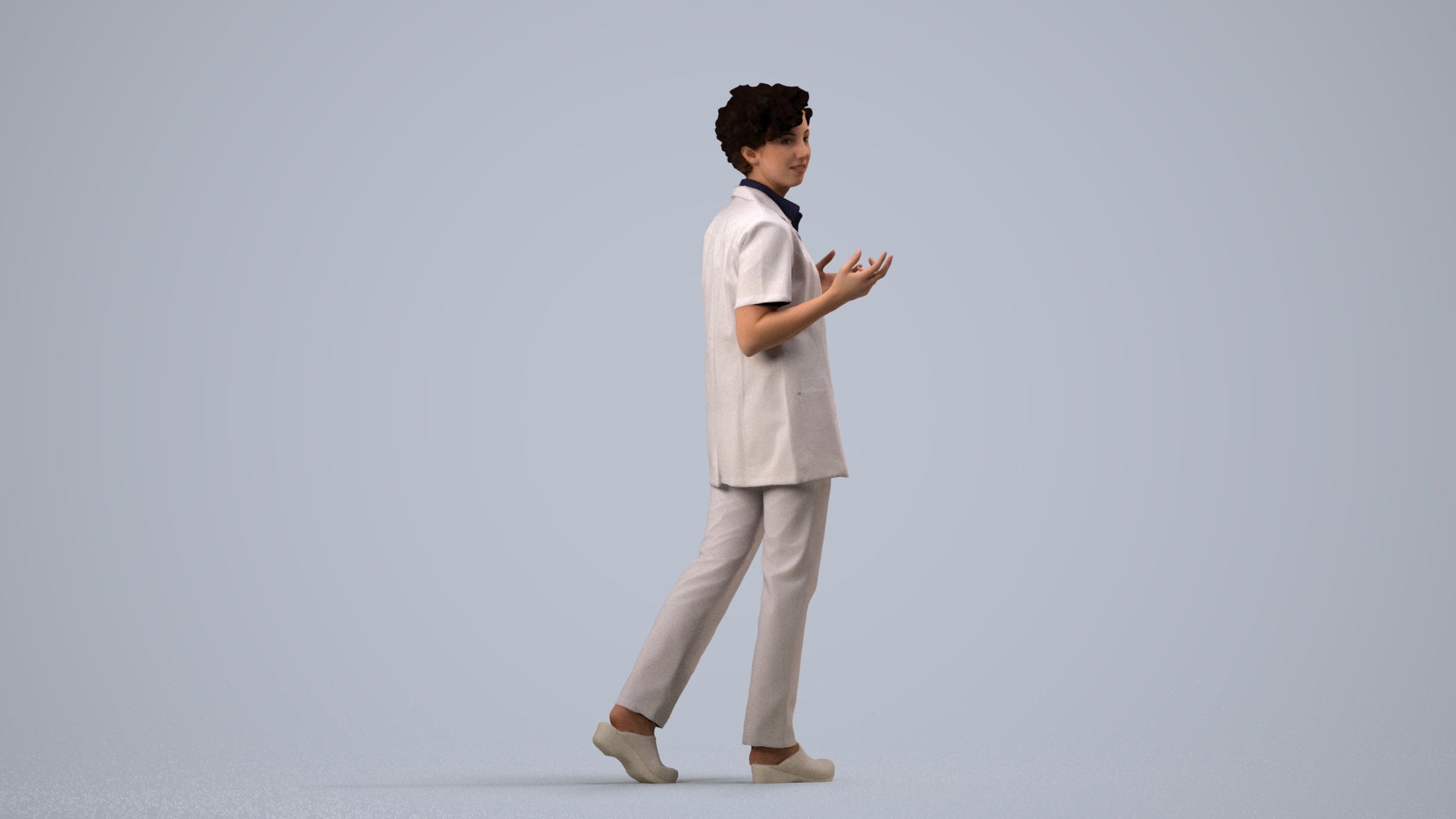 photogrammetry 3D woman medical, realistic human model archviz FBX, side view render