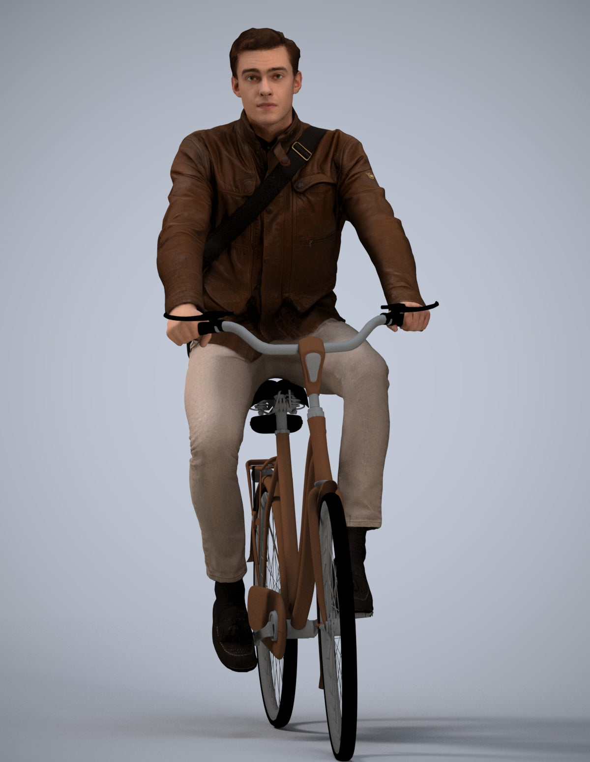 realistic 3D man casual cycling, scanned archviz people for Blender and 3ds Max