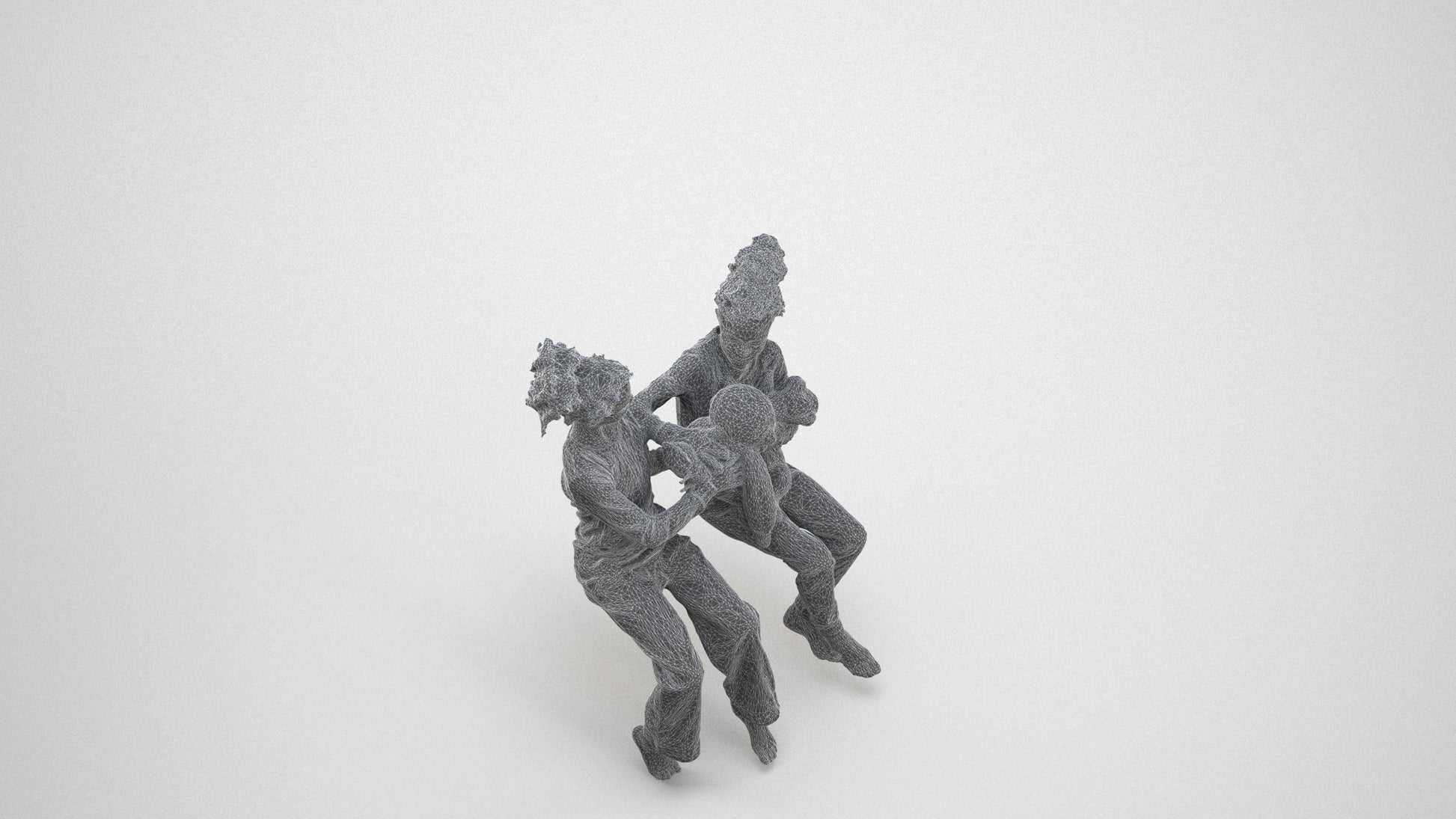 realistic 3D people girl kids, render-ready for V-Ray and Corona, FBX OBJ, wireframe three-quarter view