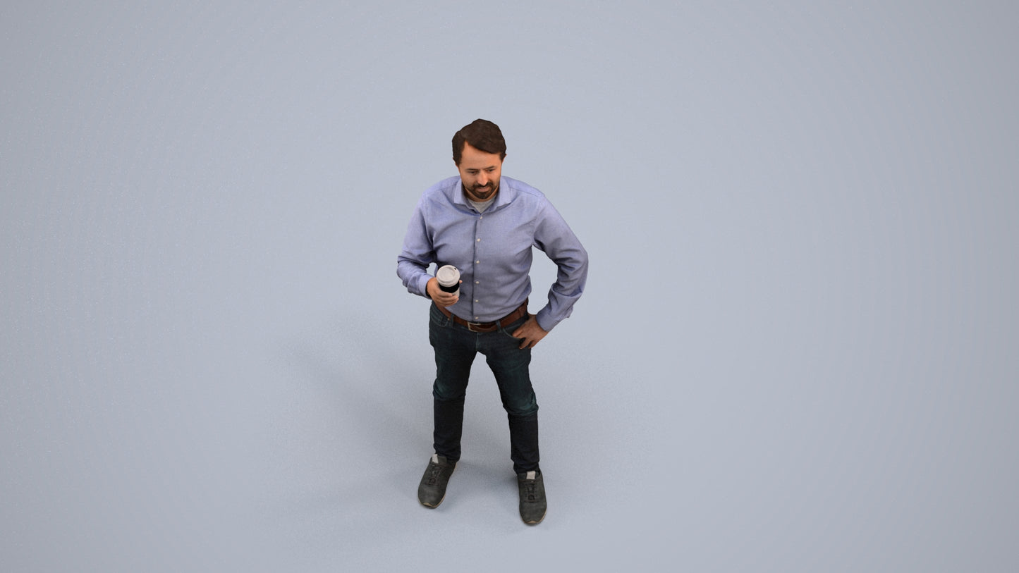 3D scanned man business, photorealistic archviz people for Enscape and SketchUp, back view render