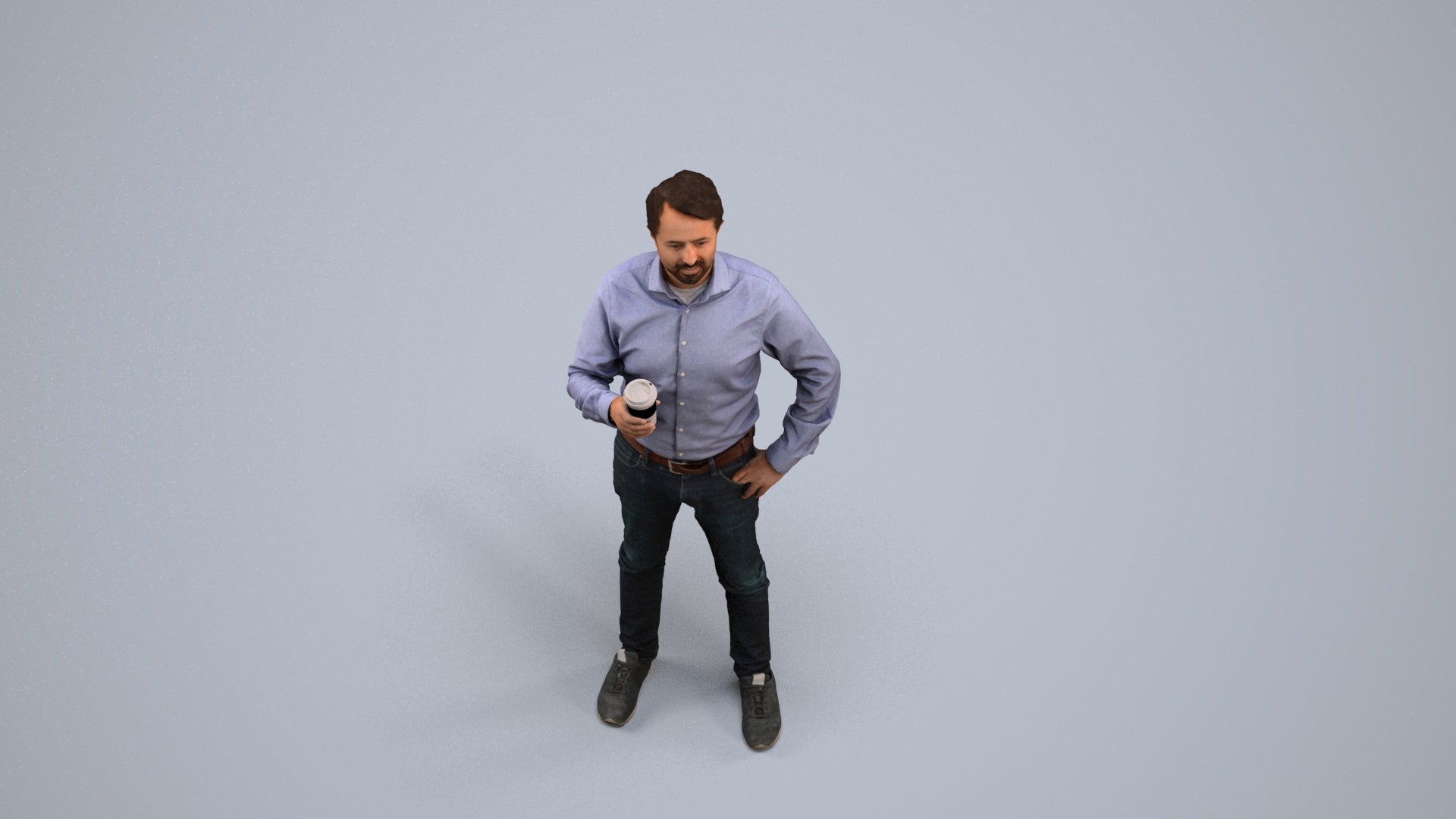 3D scanned man business, photorealistic archviz people for Enscape and SketchUp, back view render