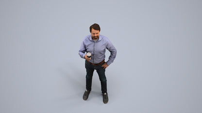 3D scanned man business, photorealistic archviz people for Enscape and SketchUp, back view render