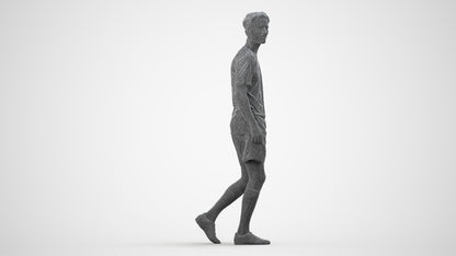 3D scanned man sport, photorealistic archviz people for Enscape and SketchUp, wireframe side view
