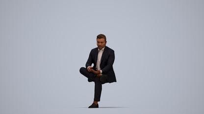 photogrammetry 3D man business, realistic human model archviz FBX, top-down view render